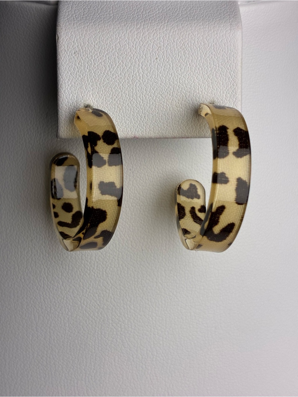 Plunder Leopard Hoop Earrings - Beige and Black